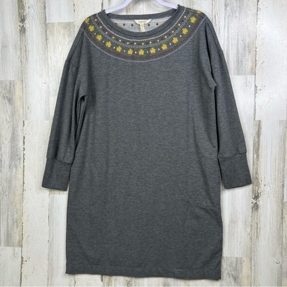 Matilda Jane Just Imagine Cozy Sweater Dress with Pockets Floral Gray Size Large - Picture 1 of 13